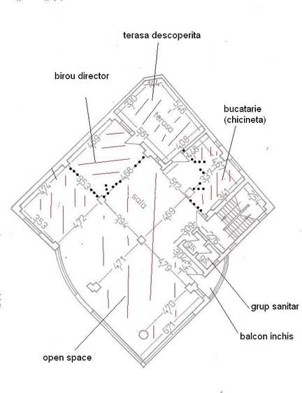 birou etj 1/2 open space chicineta, gr sanitar, gaze a.c. pvc tripan singr/etaj - 8