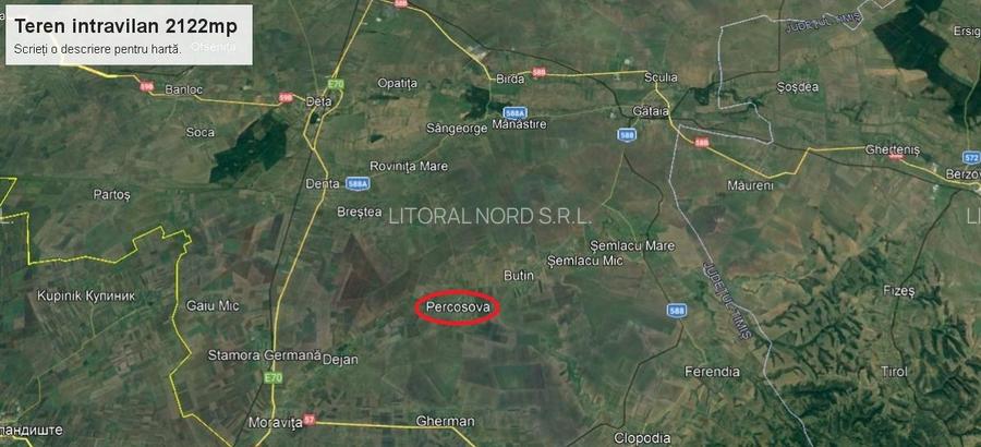 Comision 0% - Percosova, teren intravilan 2.122mp, front stradal 17.70ml - 4