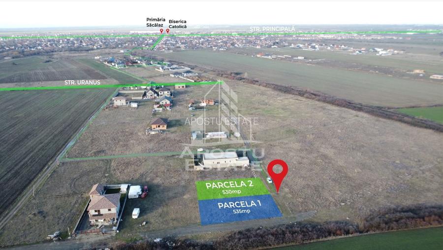 Teren 530  mp, de vanzare,  zona de case noi, zona PUZ Cosma, Sacalaz. - 3