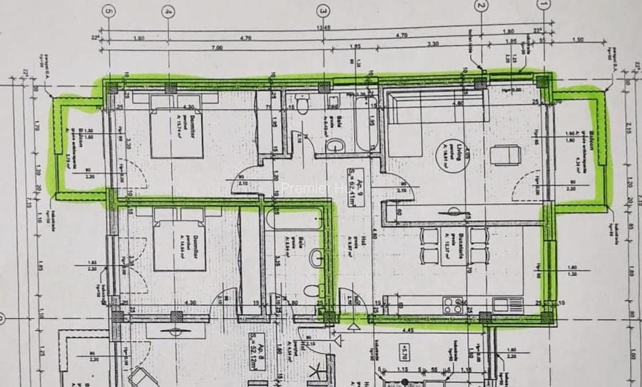 Apartament 62,5mp/decomandat, etaj 3/4, semifinisat, 1400€/mp,Floresti - 6