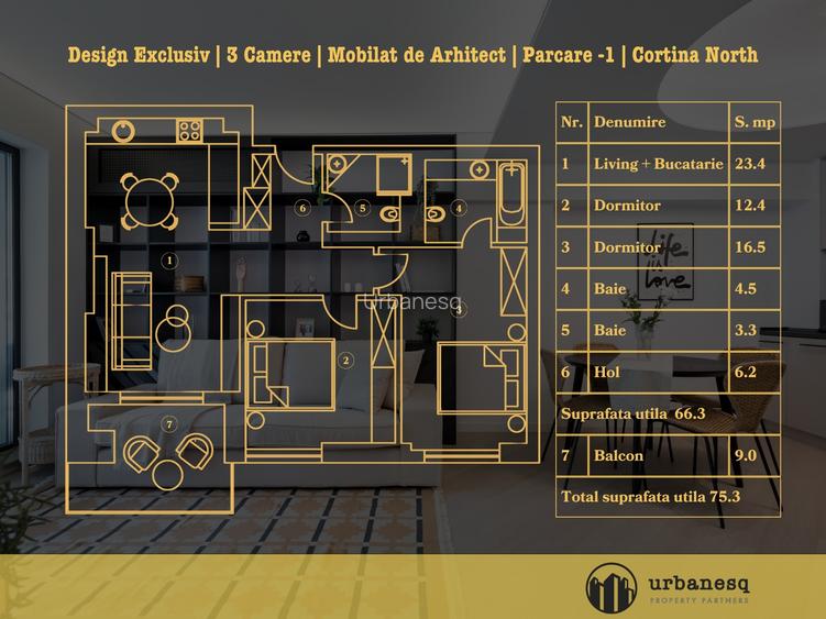 Design Exclusiv | 3 Camere | Mobilat de Arhitect | Parcare -1 | Cortina North - 20