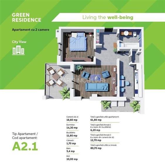 Apartamente cu 2 camere Tudor  - Green Residence amenajate. - 2