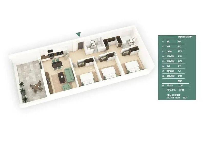 Apartament 4 camere / 2 bai / terasa / 9 Min metrou N Teclu/ 2 parcari - 6