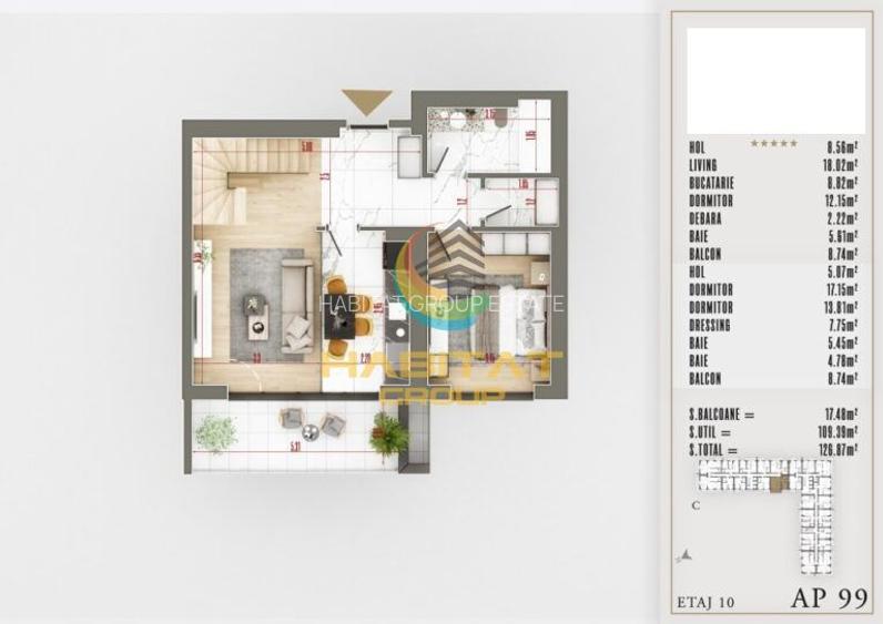 Pallady 4 camere duplex 127 mp ACTE GATA DE MUTARE - 2