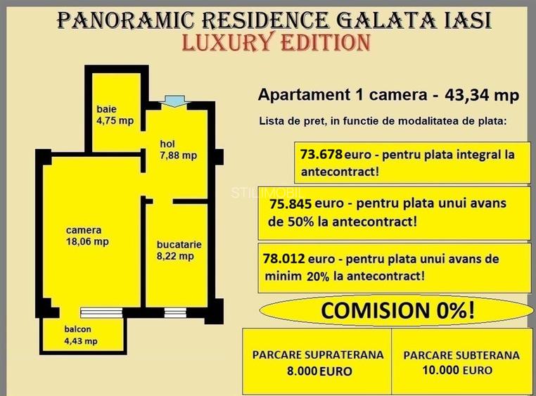 Apartament 1 camera de vanzare in Iasi, Galata, 43,34 mp, bloc nou - 2