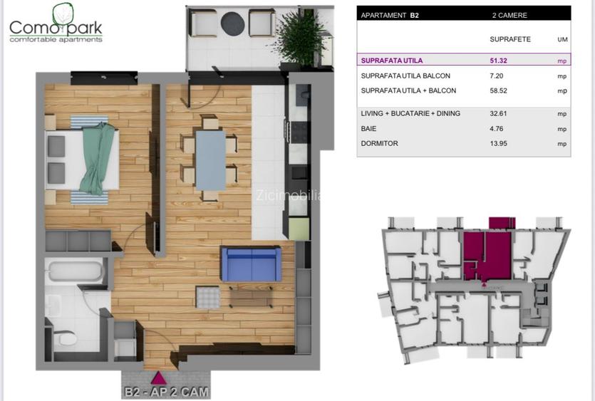 Como Park Apartament 2 camere Zona Virtuții - 2