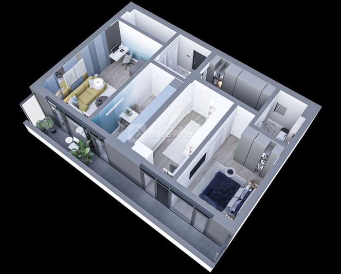 Ultracentral - vedere catre Palat | 3 camere finisat | imobil 2025 - 5