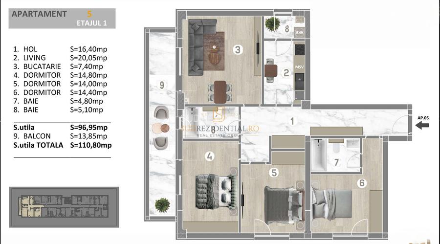 Apartament spatios cu 4 camere, zona ideala - Bd. Metalurgiei - 1