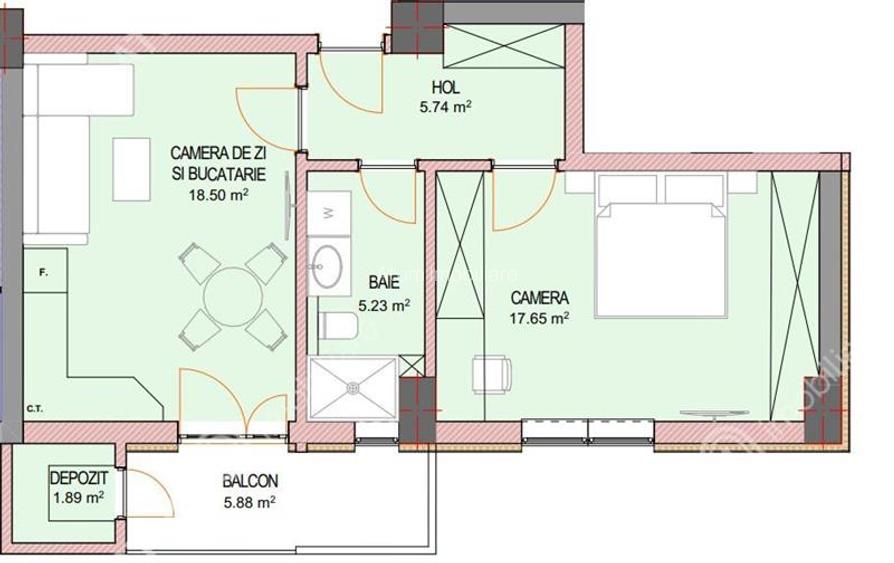 Apartament de 2 camere balcon si debara  zona Doamna Stanca - 4