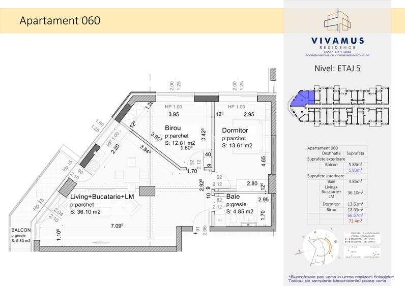 3 camere, 65 mp +  6 mp balcon, bloc nou Brasov, mai 2026 - 2