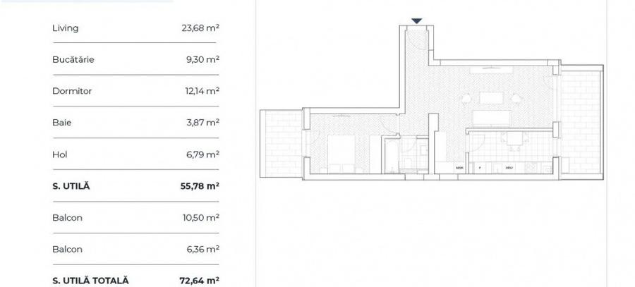 Apartament 2 camere | Vânzare |  2 terase, parcare inclusă | Prima Vista Faza 2 - 2