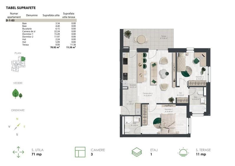 3 camere, bloc nZEB, vedere spre Padure - 16