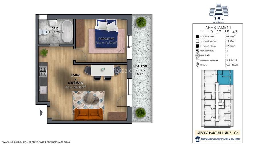 Apartamente/garsoniere de vanzare, prima linie la mare, Costinesti-Epava - 13