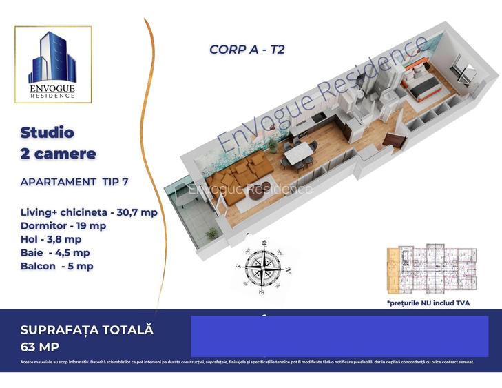 OFERTA Studio. 2 camere, Auchan - Iuliu Maniu, Envogue Residence - 1