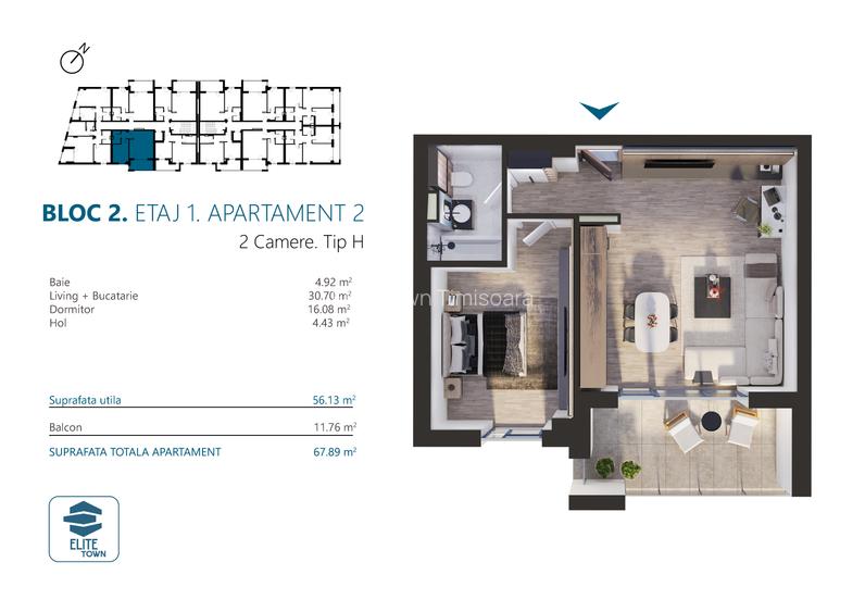 Apartament 2 camere | TORONTALULUI - METRO 2 - 2