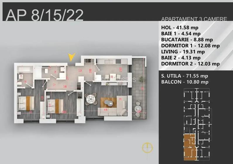 Apartament 3 camere decomandat Theodor Pallady predare aprilie 2026 - 7