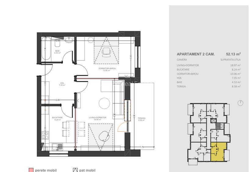 Apartament 2 camere, 52 mp+ 8mp terasa, Faza 5 Avantgarden - 1