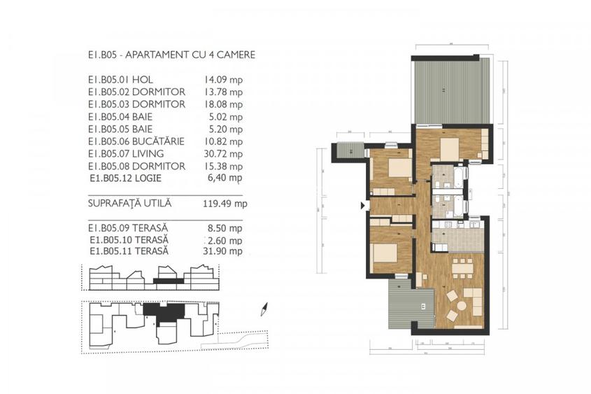 Apartament  de 4 camere cu o  terasă de 43 mp plus un balcon -M99 Residence - 5