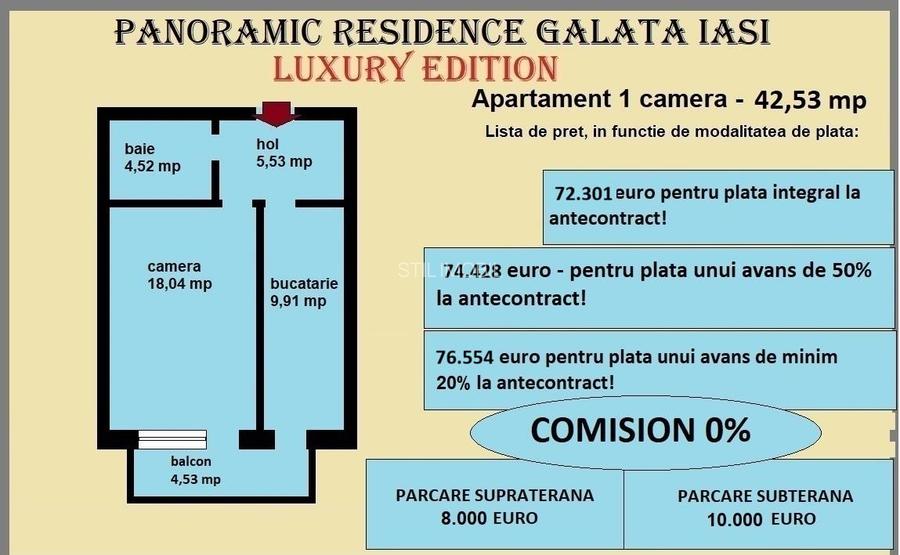 Apartament 1 camera de vanzare in Iasi, Galata, 42,53 mp, bloc nou - 2