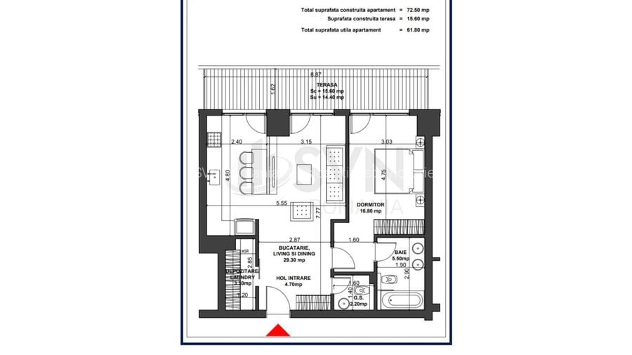 REA1026257 Apartament 2 camere terasa 16 mp Aviatiei - 2