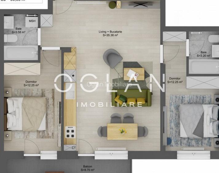 Apartament 3 camere nou cu predare imediata, zona Doamna Stanca 0% Comision - 3