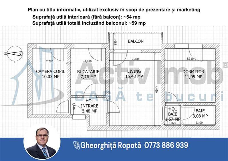 Apartament 3 cam. et. 2 in Moldova Nouă - 14