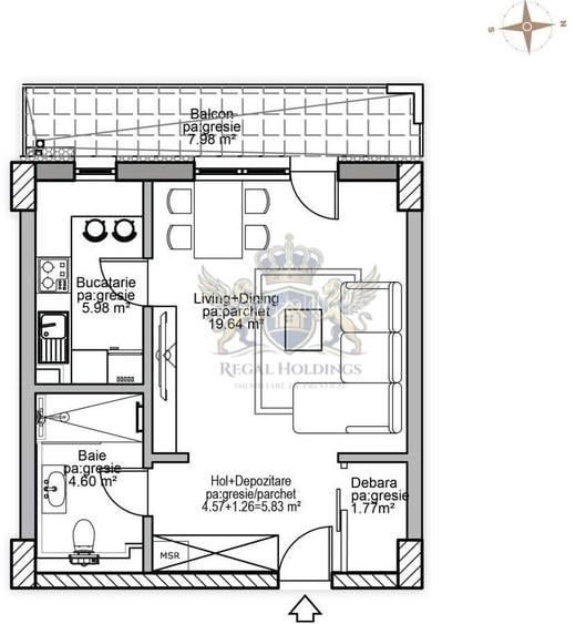 Garsoniera Modern,  46 Mp,Finalizat, Tractorul-Mall-Coresi - 4