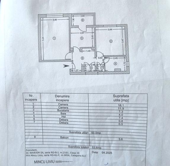 Apartament 2 camere decomandate, etaj 4, zona I.C. Frimu