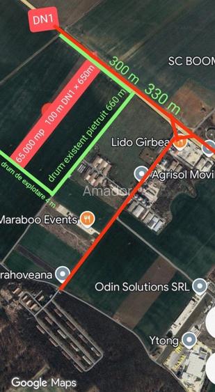 Teren strategic 65.000 mp cu 100 m la DN1 - la 4,4 km de Ploiesti SShopping City - 4