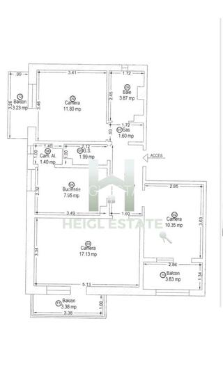 Apartament decomandat cu 3 camere si 2 bai in zona Soarelui COMISION 0 - 17