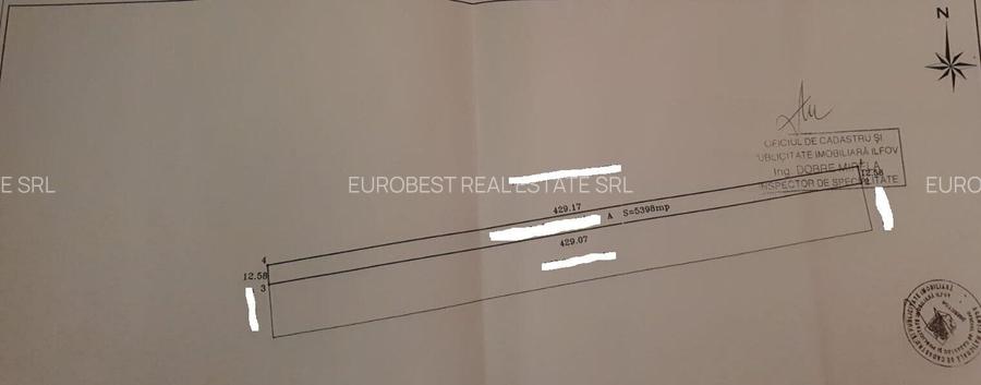 Tunari, Tarlaua 19, teren intravilan, suprafata 14.700 mp, deschidere- 34 ml, - 2