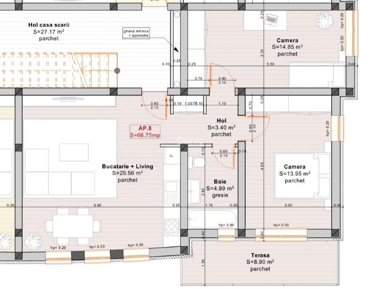 Proprietar –Apartament 3 camere, 67 mp utili, loc de parcare inclus in CF, Giroc - 10