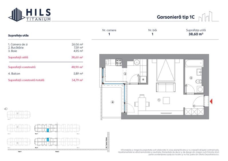 Garsoniera spatioasa  HILS Titanium FAZA 2 | Tip 1C | - 2