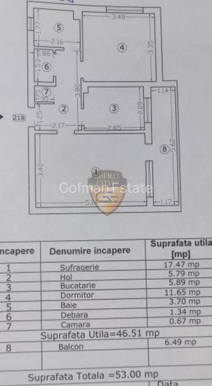 2 camere, Ciresica, Tomis Nord, 53 mp, balcon, et 10/10, necesita imbunatatiri - 2