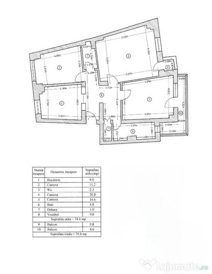 Bvd Chisinau I Apartament 3 camere decomandat | 75 mp | 2 băi | Bloc 1986 - 7