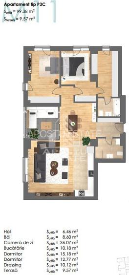 Penthouse cu 3 camere, complex rezidential nou, zona Centrala - 1