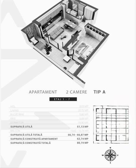Vanzare apartament 2 camere decomandat, etaj 7, parcare, 13 Septembrie - 6