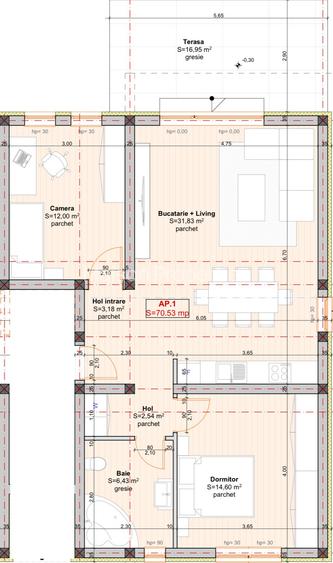 COMISION 0% | 3 camere + 16.75 mp terasa + 15 mp gradina - 2