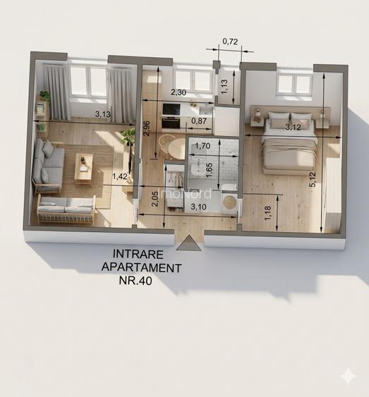 Apartament 2 camere de închiriat Aviatiei – bloc boutique 2022, terasă 16 mp - 9