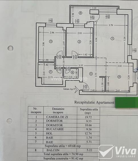 Apartament 3 camere | TĂTĂRAȘI | etaj intermediar | 10 minute de Palas Mall 75mp - 2