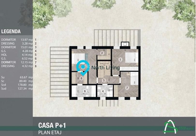 Vila 5 camere Pipera | 2 parcari | gradina - 19