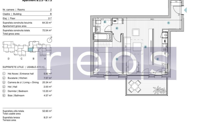 VANZARE APARTAMENT 2 CAMERE | STRAULESTI | 64MP | TERASA | COMPLEX NOU - 12