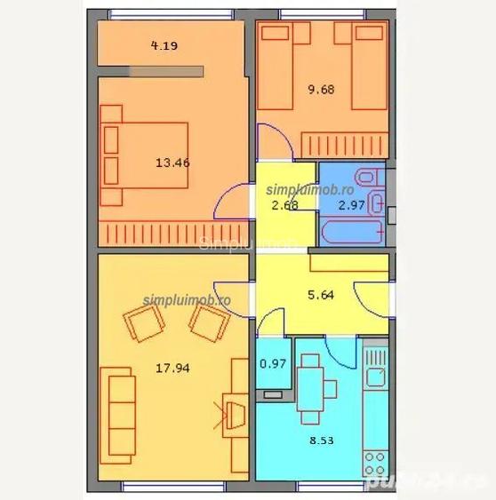 Apartament 3 camere Ozana Titan  66 mp  Etaj 1  Ideal familie - 5