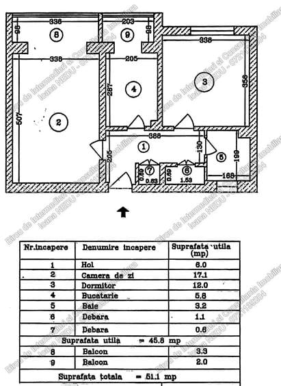 ►Tomis NORD Cismelei 2 Camere Decomandate 51.29m² Mobilat Utilat Centrala Gaze - 8