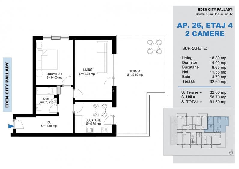 2 Camere Modern cu Terasa Generoasa | La 15 Min de Metrou | Comision 0%