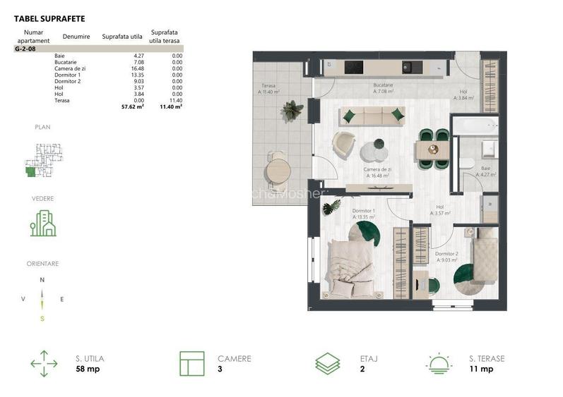 Apartament spatios cu 3 camere - Denya Forest - Comision 0% - 8