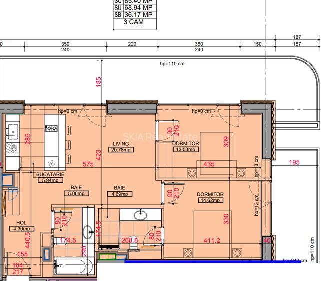 Apartament cu 3 camere // ONE High District - 1