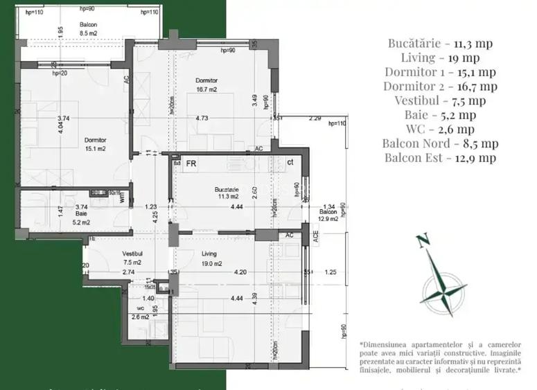 PROIECT NOU 3 Camere Decomandat Metrou Nicolae Teclu Theodor Pallady - 2