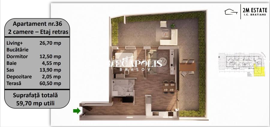 Apartament 2 Camere | Terasă 60 MP | Tractorul | Bloc Nou - 4