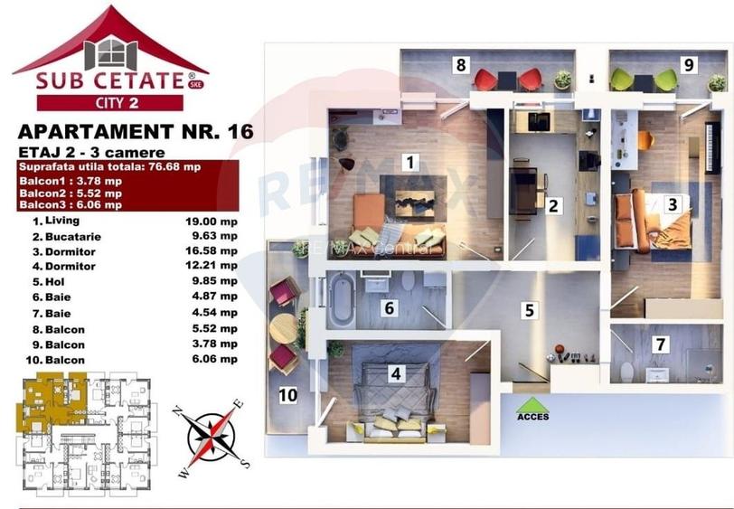 Apartament 3 camere | Subcetate City 2 – Sânpetru, Brașov - 3